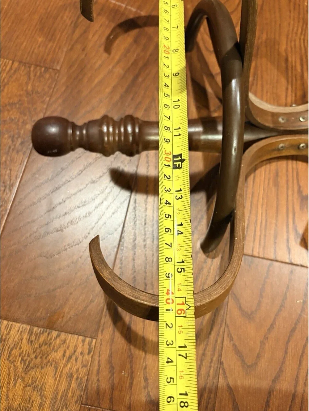 Vtg Thonet Style Bentwood 6 Arm Wall Mount Coat Hat Rack Hook Dark Wood Cottage